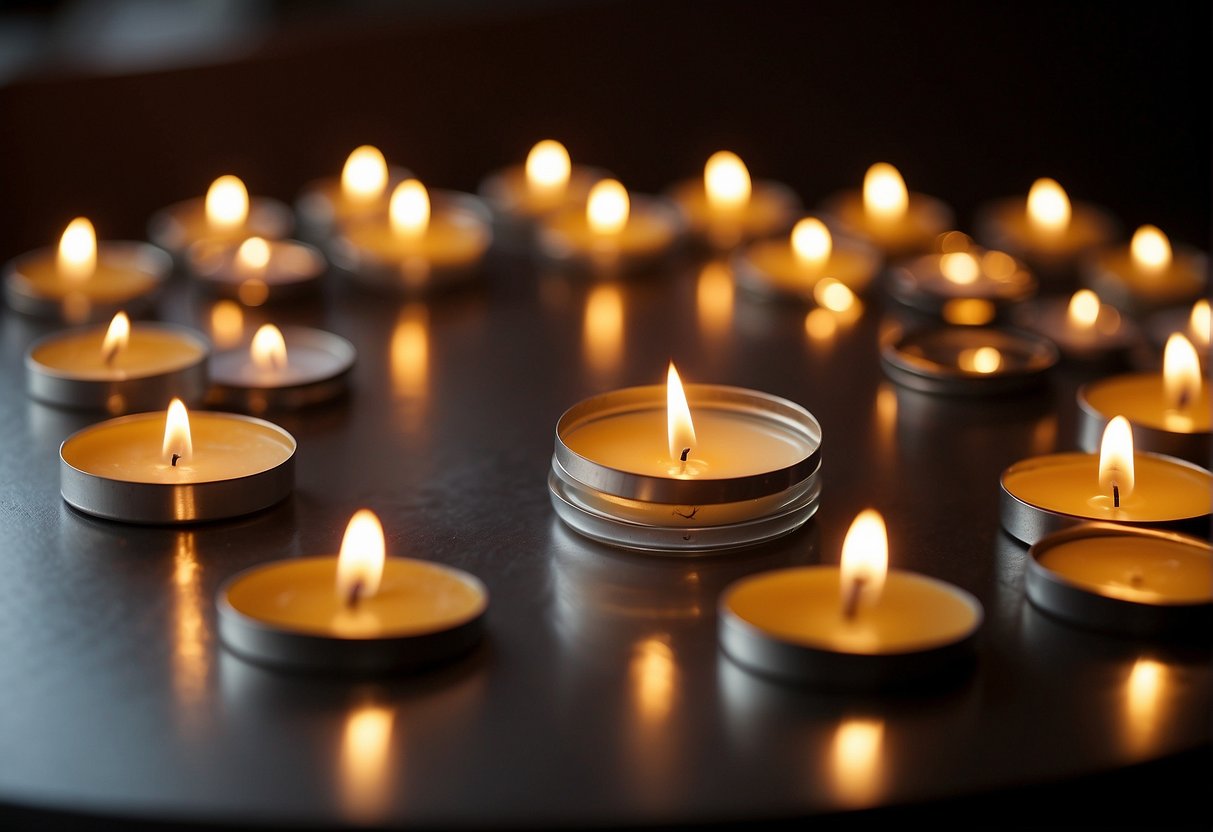 Candles arranged in a circle, casting warm, flickering light. A sense of calm and contemplation fills the air